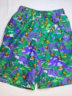 Nike Boys Youth Mesh Lined Logo Swim Trunks Multicolor Quick Dry Sz medium